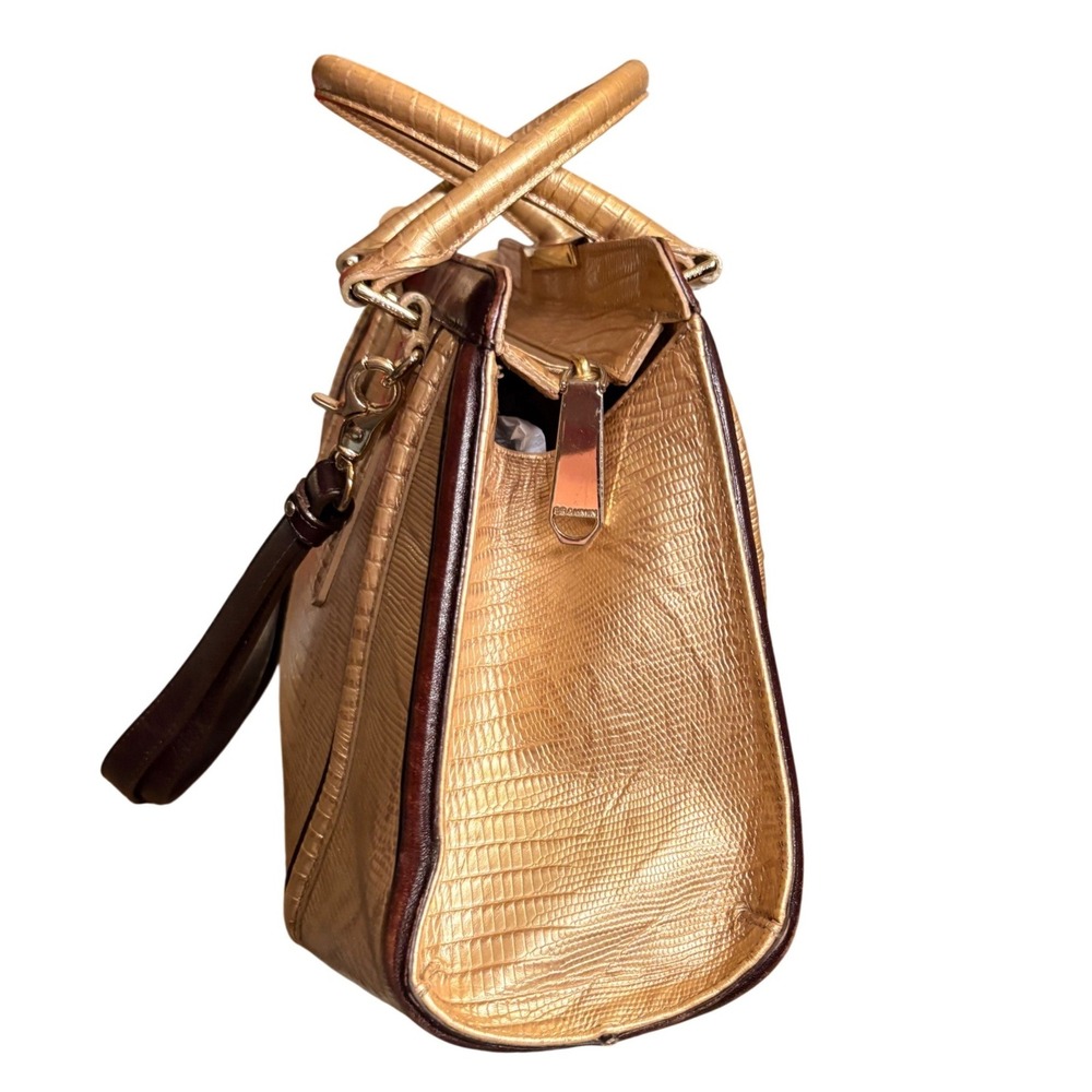 Brahmin Arden Satchel Calf Hair Metallic Gold Bronze Doctor Shoulder Bag - Picture 4 of 14